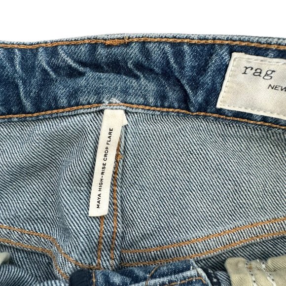 Rag and Bone Maya High Rise Crop Flare Size 27 Women's Denim Wash Jeans EUC - Picture 7 of 9